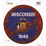 Wisconsin Rusty Stamped Novelty Circle Sticker Decal