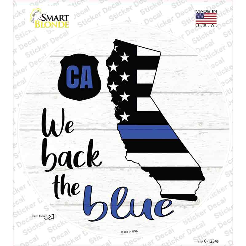 California Back The Blue Novelty Circle Sticker Decal