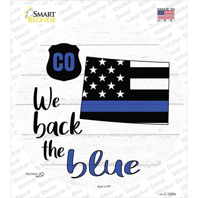 Colorado Back The Blue Novelty Circle Sticker Decal