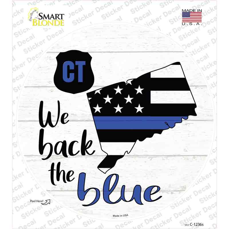 Connecticut Back The Blue Novelty Circle Sticker Decal