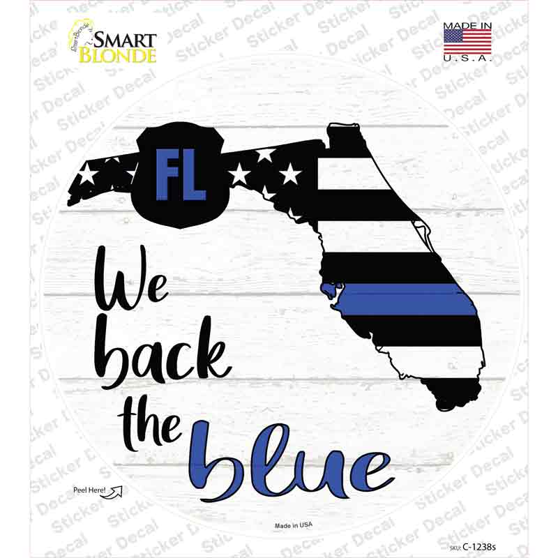 Florida Back The Blue Novelty Circle Sticker Decal