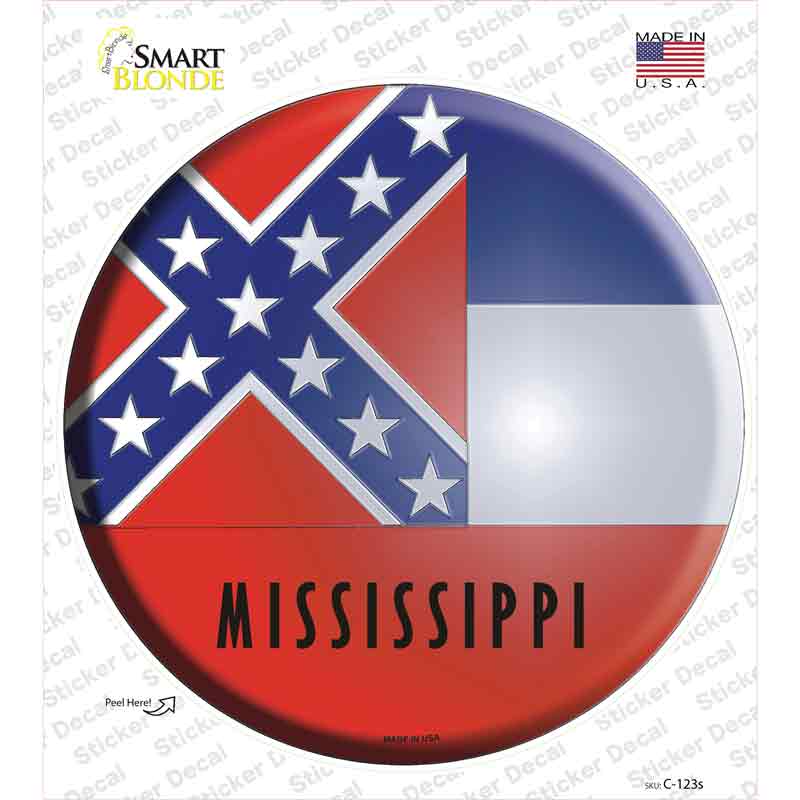 Mississippi State Flag Novelty Circle Sticker Decal