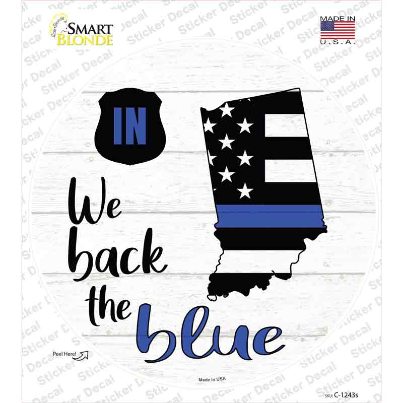 Indiana Back The Blue Novelty Circle Sticker Decal