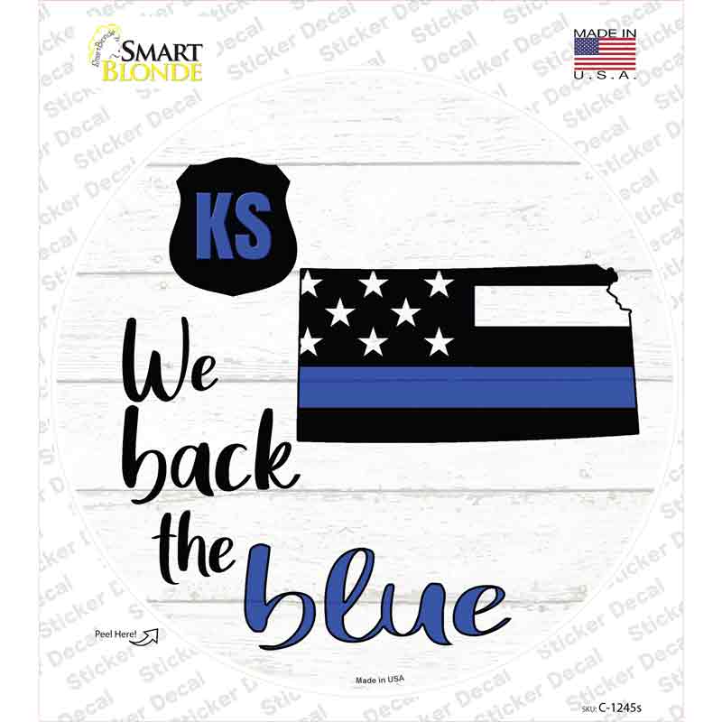 Kansas Back The Blue Novelty Circle Sticker Decal