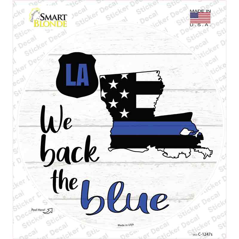 Louisiana Back The Blue Novelty Circle Sticker Decal