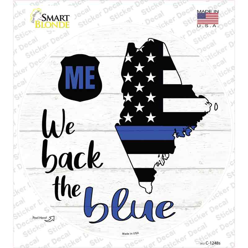 Maine Back The Blue Novelty Circle Sticker Decal