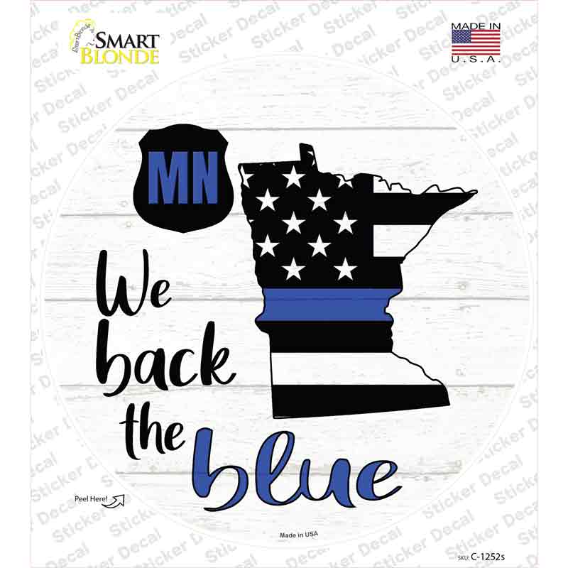 Minnesota Back The Blue Novelty Circle Sticker Decal