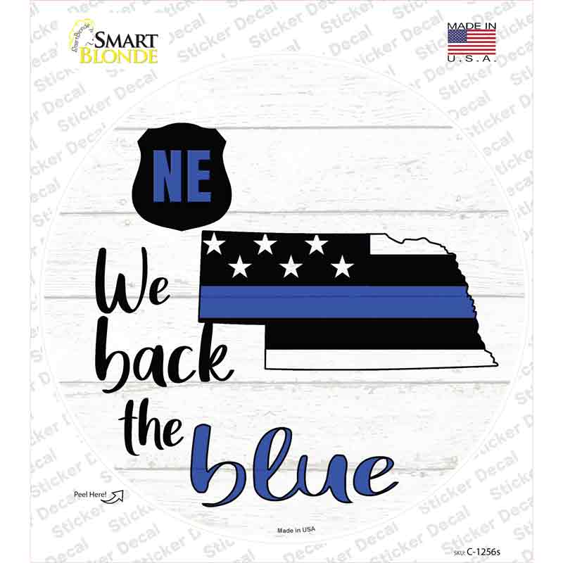 Nebraska Back The Blue Novelty Circle Sticker Decal