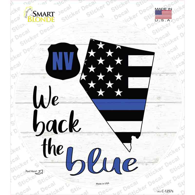 Nevada Back The Blue Novelty Circle Sticker Decal