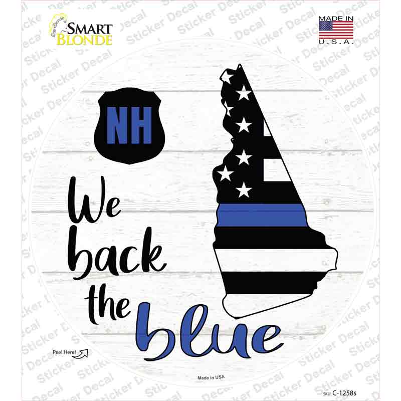 New Hampshire Back The Blue Novelty Circle Sticker Decal