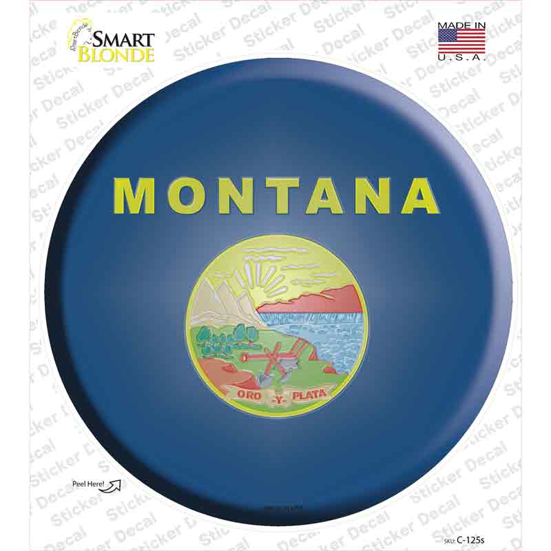 Montana State Flag Novelty Circle Sticker Decal