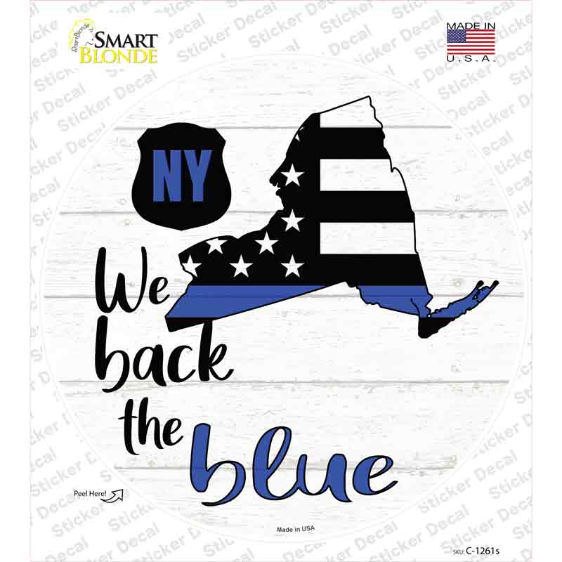 New York Back The Blue Novelty Circle Sticker Decal