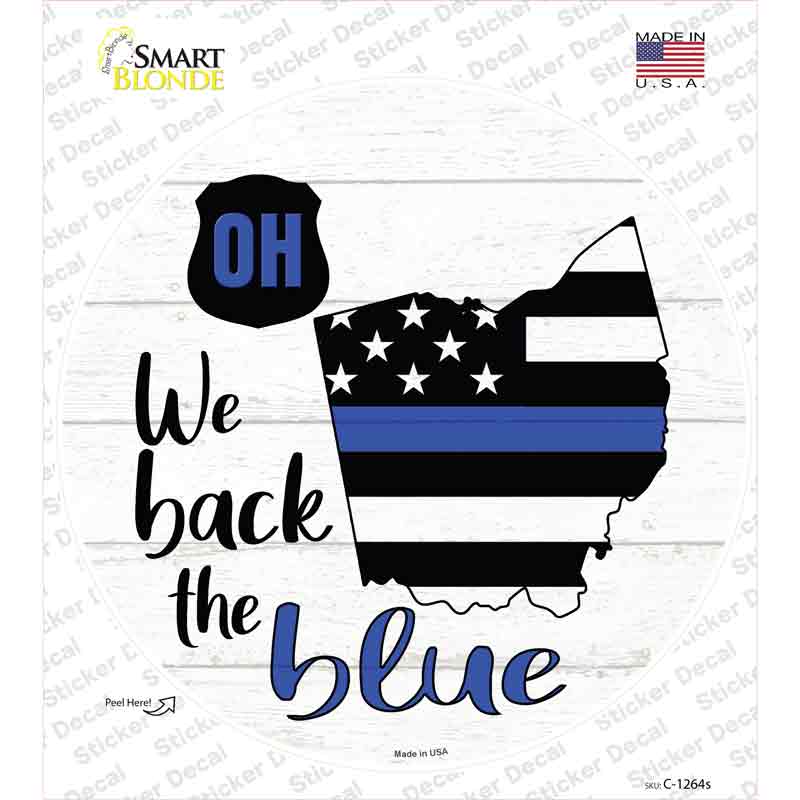 Ohio Back The Blue Novelty Circle Sticker Decal