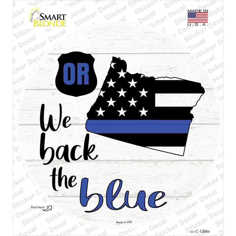 Oregon Back The Blue Novelty Circle Sticker Decal