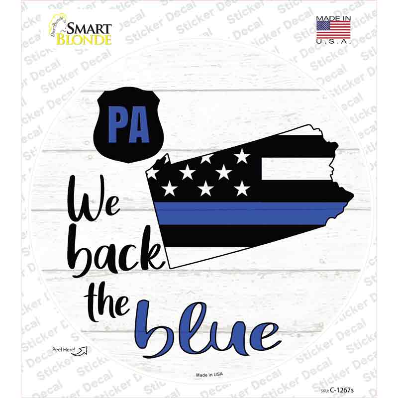 Pennsylvania Back The Blue Novelty Circle Sticker Decal