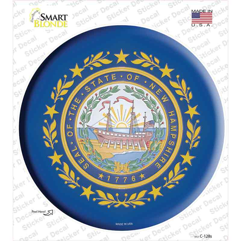 New Hampshire State Flag Novelty Circle Sticker Decal