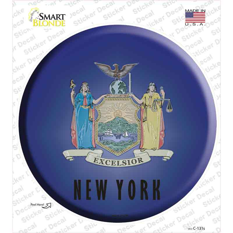 New York State Flag Novelty Circle Sticker Decal