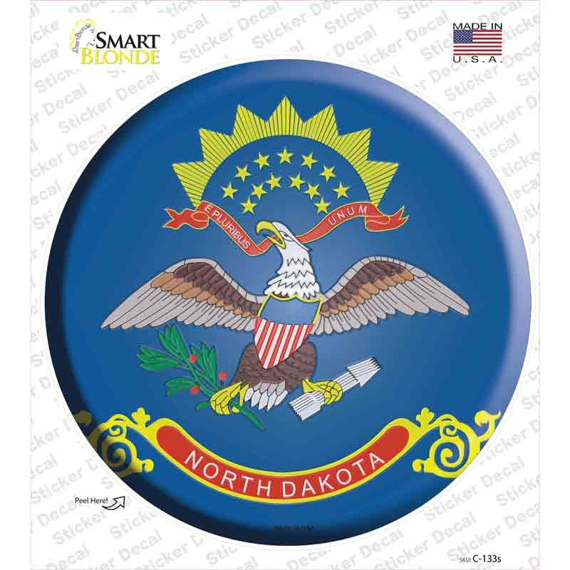 North Dakota State Flag Novelty Circle Sticker Decal