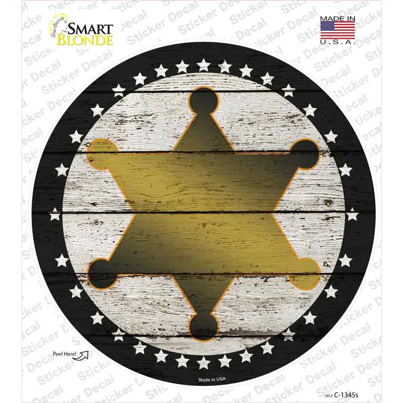 Sheriff Star Novelty Circle Sticker Decal