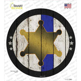 Sheriff Star Blue Line Novelty Circle Sticker Decal