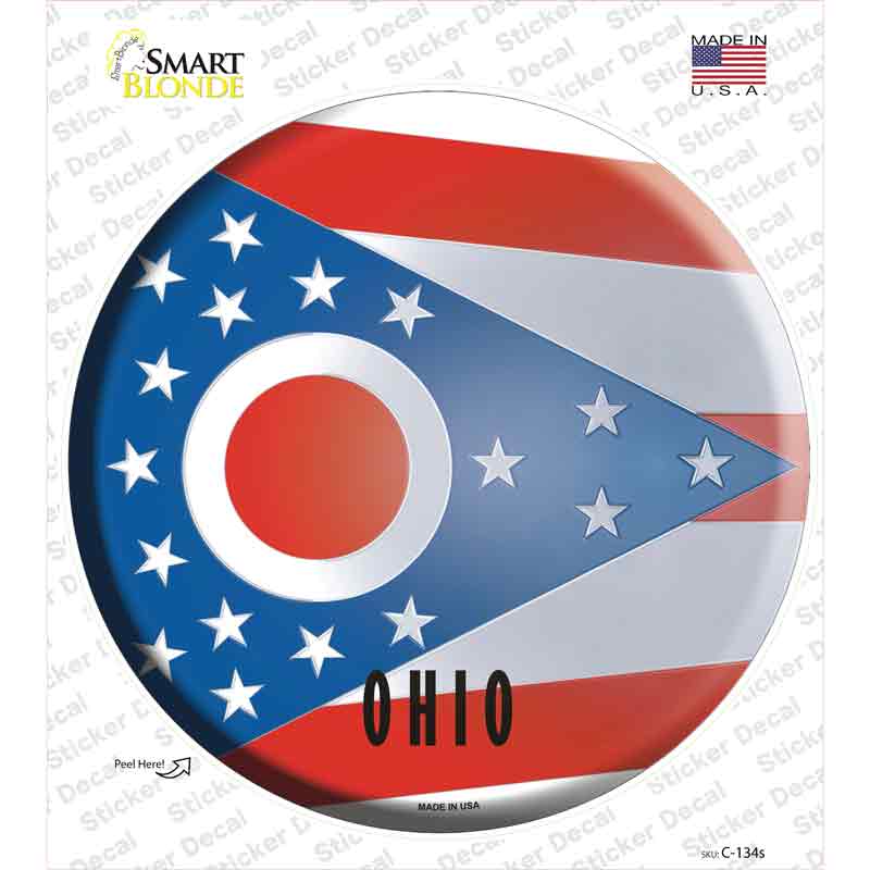 Ohio State Flag Novelty Circle Sticker Decal