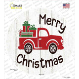 Merry Christmas Present Truck Novelty Circle Sticker Decal