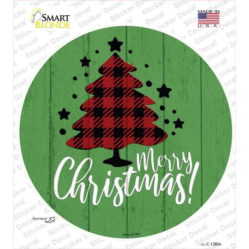 Merry Christmas With Tree Novelty Circle Sticker Decal