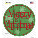 Merry Christmas Green Wood Novelty Circle Sticker Decal