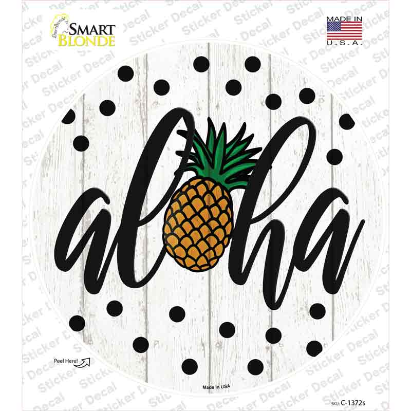 Aloha Pineapple Novelty Circle Sticker Decal