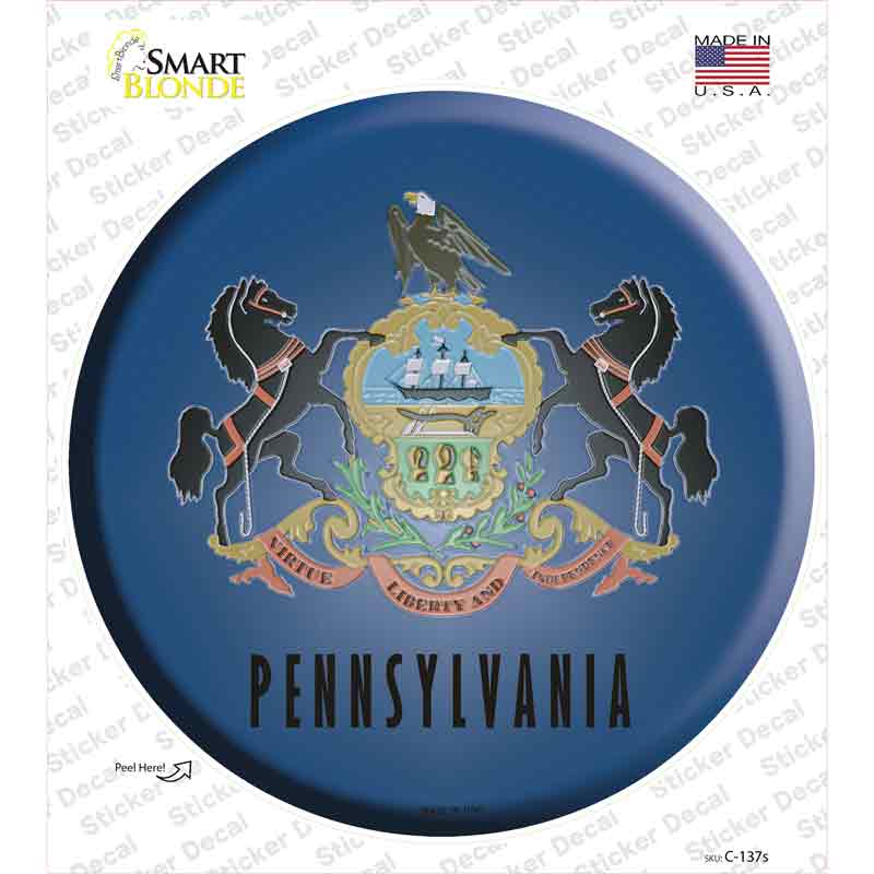 Pennsylvania Flag Novelty Circle Sticker Decal
