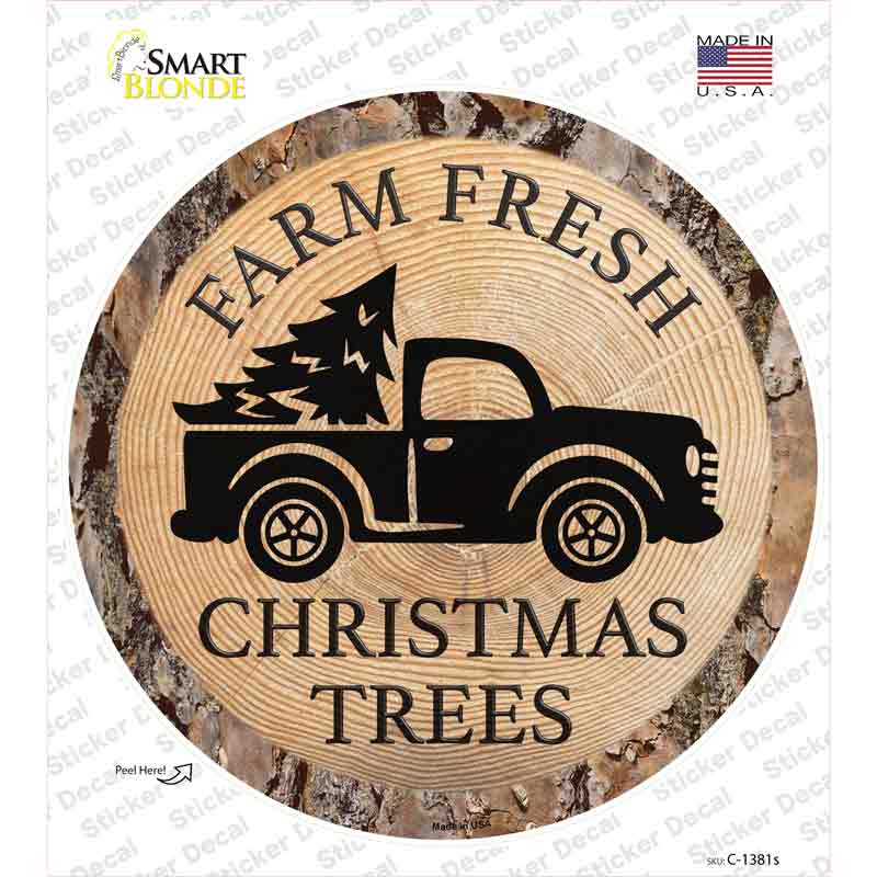 Farm Fresh Christmas Trees Novelty Circle Sticker Decal
