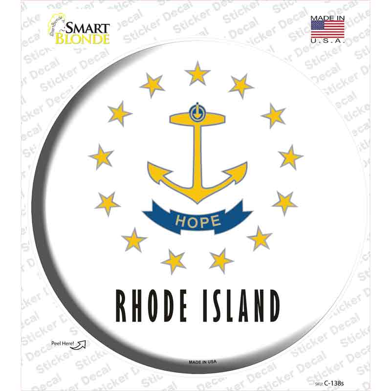 Rhode Island State Flag Novelty Circle Sticker Decal