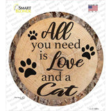 Love and a Cat Novelty Circle Sticker Decal