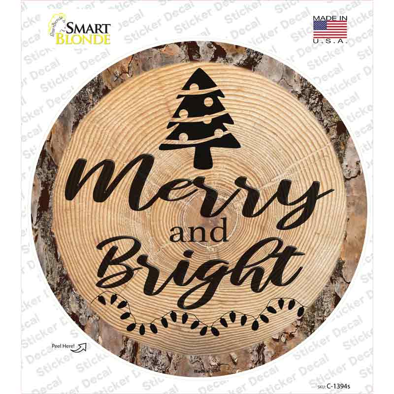 Merry and Bright Novelty Circle Sticker Decal