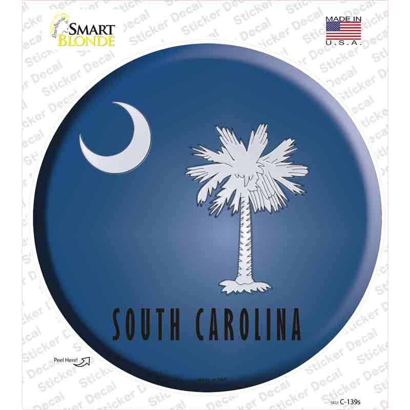 South Carolina State Flag Novelty Circle Sticker Decal