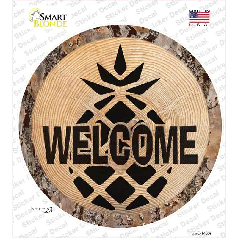 Welcome Pineapple Novelty Circle Sticker Decal