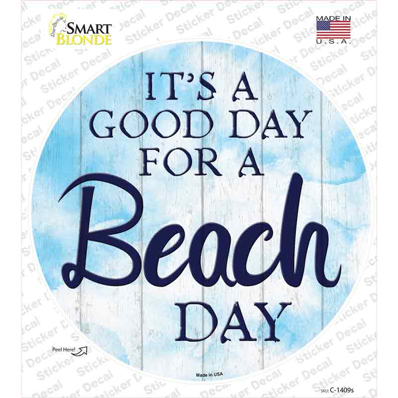 Beach Day Novelty Circle Sticker Decal