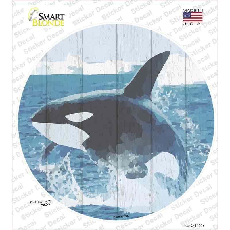 Whale Out of Water Novelty Circle Sticker Decal