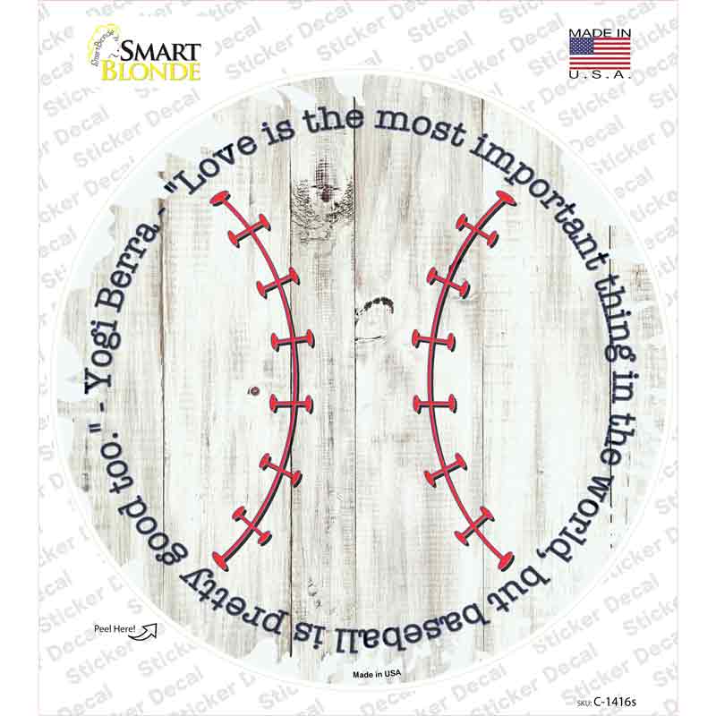 Love and Baseball Novelty Circle Sticker Decal