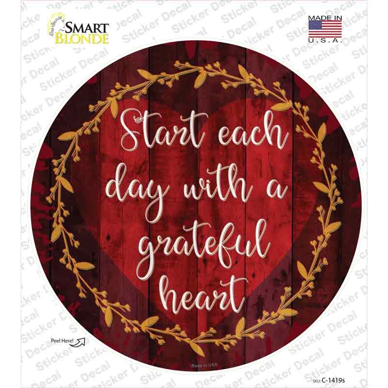 Grateful Heart Novelty Circle Sticker Decal