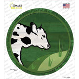 Cow Eating Grass Novelty Circle Sticker Decal