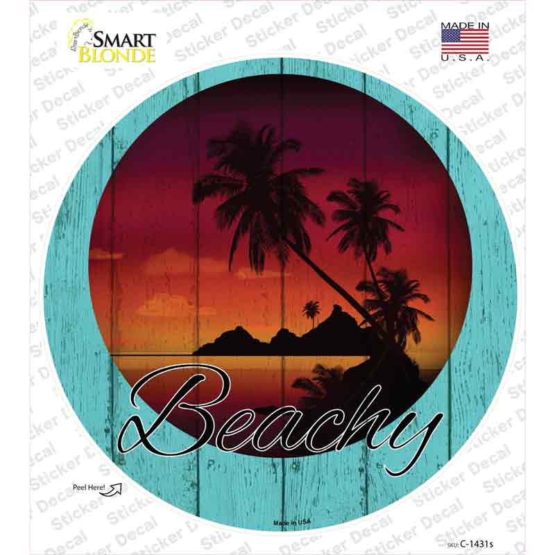Beachy Sunset Novelty Circle Sticker Decal