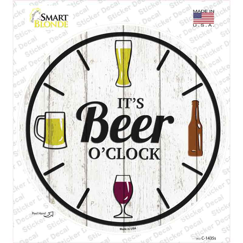 Beer Oclock Novelty Circle Sticker Decal
