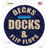 Decks Docks and Flip Flops Novelty Circle Sticker Decal