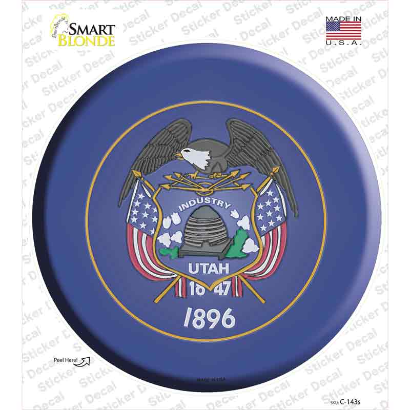 Utah State Flag Novelty Circle Sticker Decal