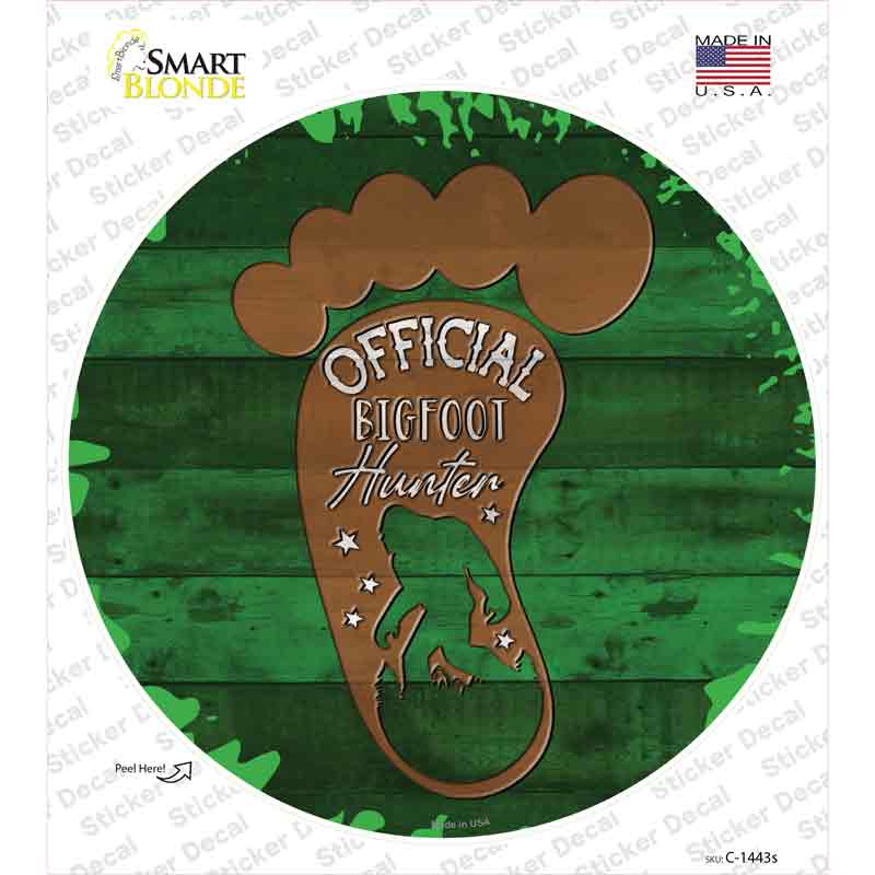 Bigfoot Hunter Footprint Novelty Circle Sticker Decal