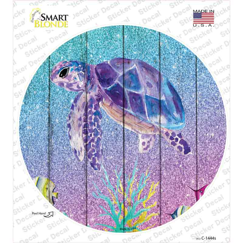 Colorful Sea Turtle Novelty Circle Sticker Decal