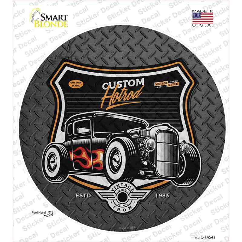 Custom Flame Hotrod Novelty Circle Sticker Decal