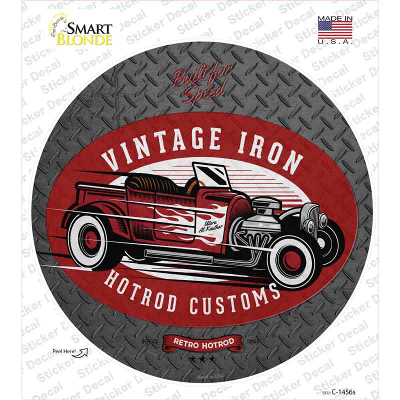 Vintage Iron Red Novelty Circle Sticker Decal