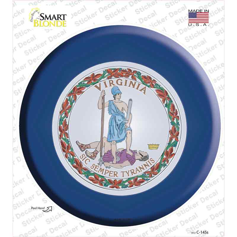 Virginia State Flag Novelty Circle Sticker Decal
